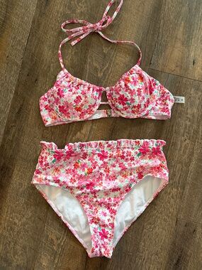 Women’s Pink Floral Two-Piece Swim Set